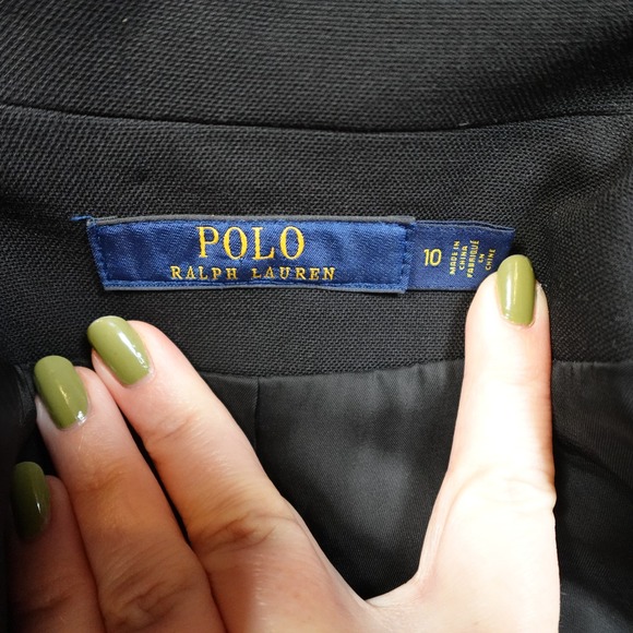 Polo Ralph Lauren Jacket Womens 10 Wool Black Double Breasted Long Peak Collar - Picture 11 of 12